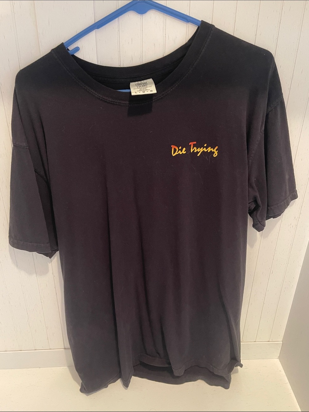 Barstool Sports Die Trying Graphic T-Shirt Skeleton Sunset L